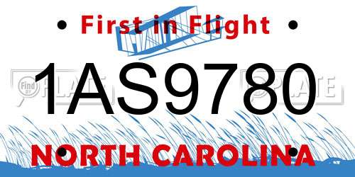 1AS9780 North Carolina License Plate