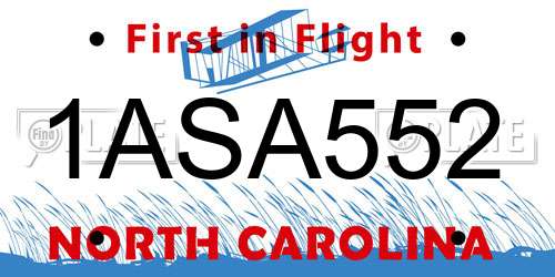 1ASA552 North Carolina License Plate