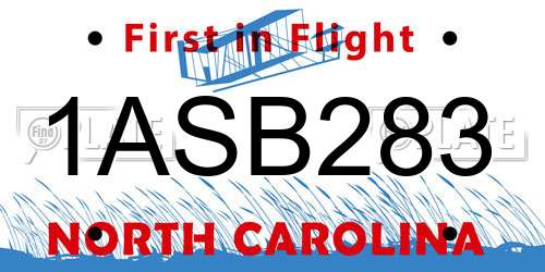1ASB283 North Carolina License Plate
