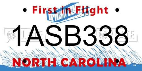 1ASB338 North Carolina License Plate