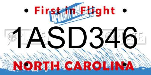1ASD346 North Carolina License Plate