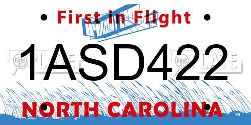 1ASD422 North Carolina License Plate