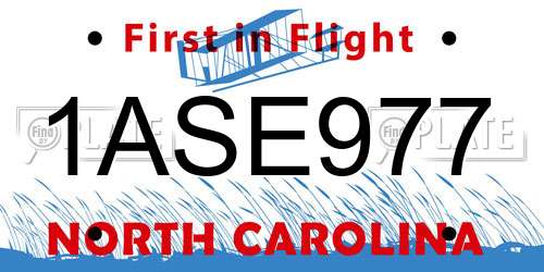 1ASE977 North Carolina License Plate