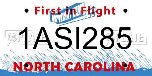 1ASI285 North Carolina License Plate