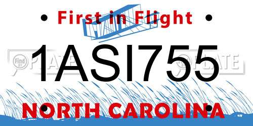 1ASI755 North Carolina License Plate