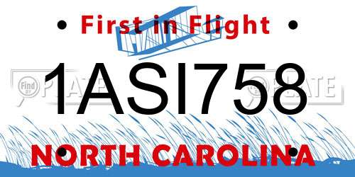 1ASI758 North Carolina License Plate