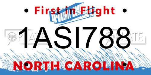 1ASI788 North Carolina License Plate