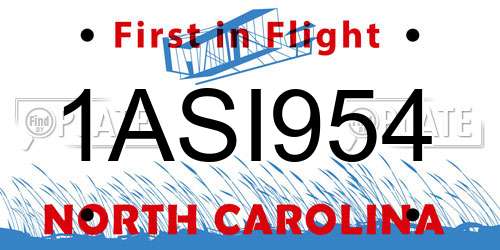 1ASI954 North Carolina License Plate