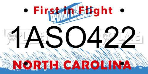 1ASO422 North Carolina License Plate