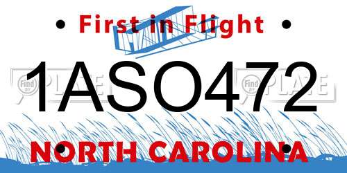 1ASO472 North Carolina License Plate