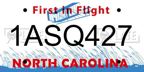 1ASQ427 North Carolina License Plate