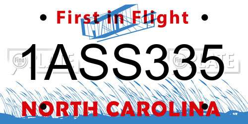 1ASS335 North Carolina License Plate