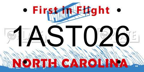 1AST026 North Carolina License Plate