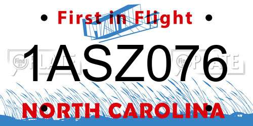 1ASZ076 North Carolina License Plate
