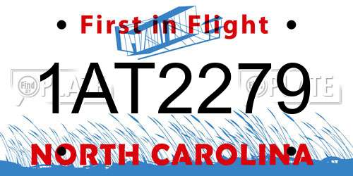 1AT2279 North Carolina License Plate