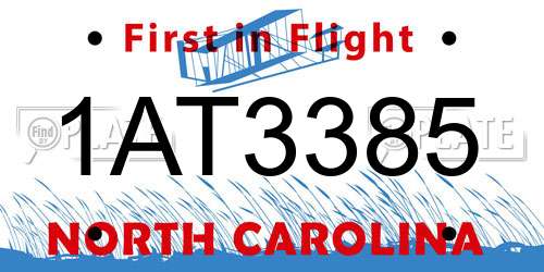 1AT3385 North Carolina License Plate