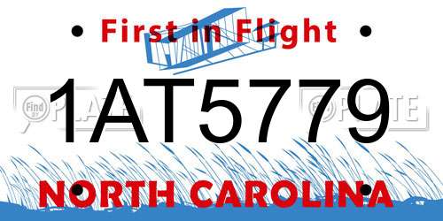 1AT5779 North Carolina License Plate