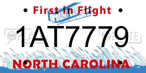 1AT7779 North Carolina License Plate
