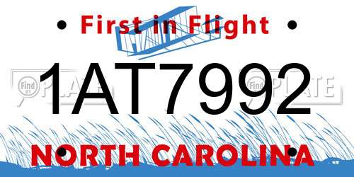 1AT7992 North Carolina License Plate