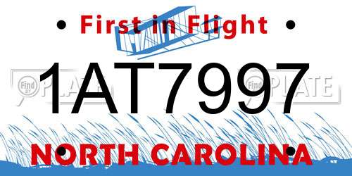 1AT7997 North Carolina License Plate