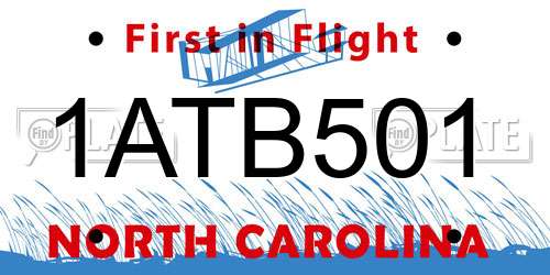 1ATB501 North Carolina License Plate