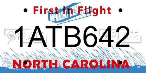 1ATB642 North Carolina License Plate