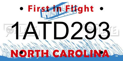 1ATD293 North Carolina License Plate