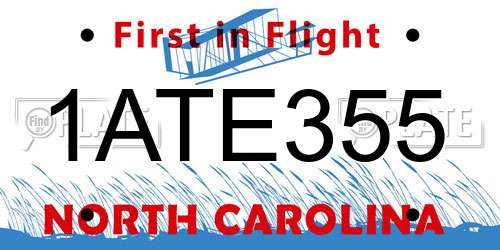 1ATE355 North Carolina License Plate