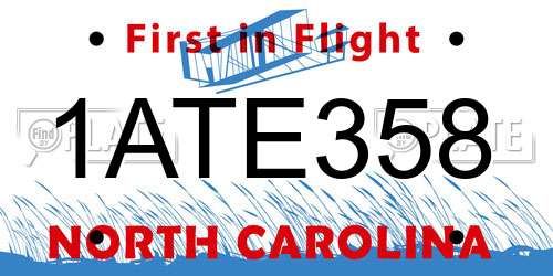 1ATE358 North Carolina License Plate