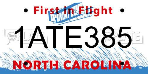 1ATE385 North Carolina License Plate