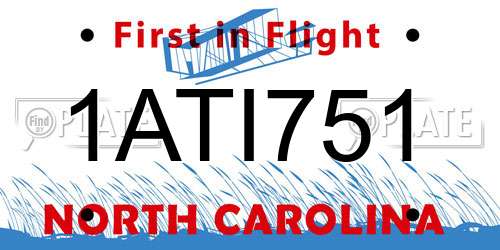1ATI751 North Carolina License Plate