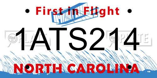 1ATS214 North Carolina License Plate