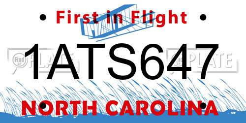1ATS647 North Carolina License Plate