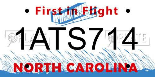 1ATS714 North Carolina License Plate