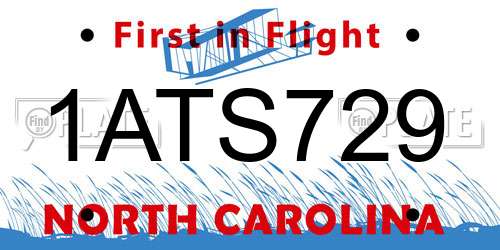 1ATS729 North Carolina License Plate