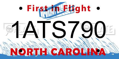 1ATS790 North Carolina License Plate