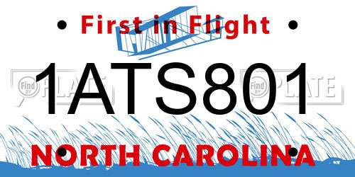 1ATS801 North Carolina License Plate