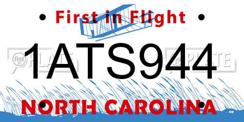 1ATS944 North Carolina License Plate
