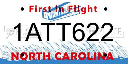 1ATT622 North Carolina License Plate