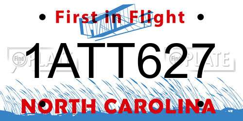 1ATT627 North Carolina License Plate