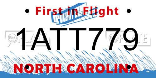1ATT779 North Carolina License Plate