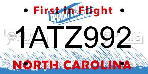 1ATZ992 North Carolina License Plate