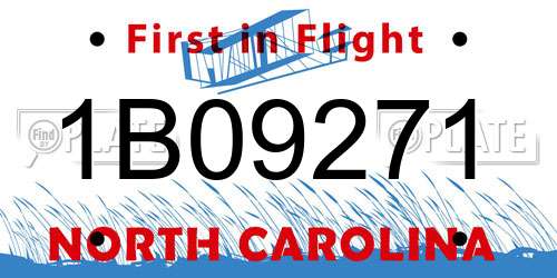 1B09271 North Carolina License Plate