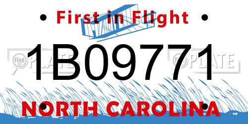 1B09771 North Carolina License Plate