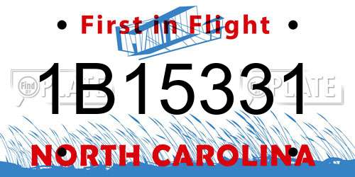 1B15331 North Carolina License Plate