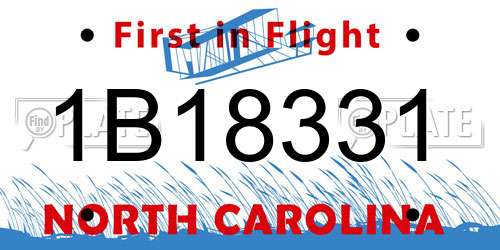 1B18331 North Carolina License Plate