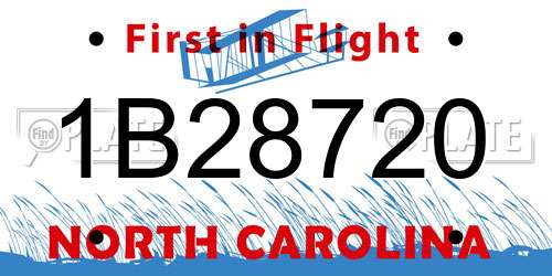 1B28720 North Carolina License Plate