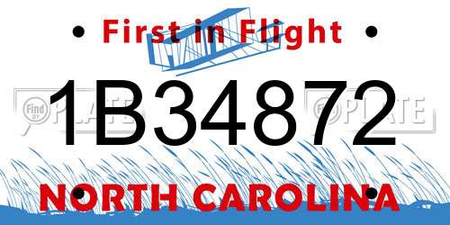 1B34872 North Carolina License Plate
