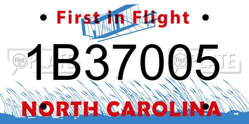 1B37005 North Carolina License Plate