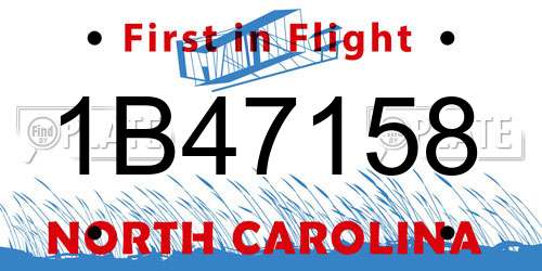 1B47158 North Carolina License Plate